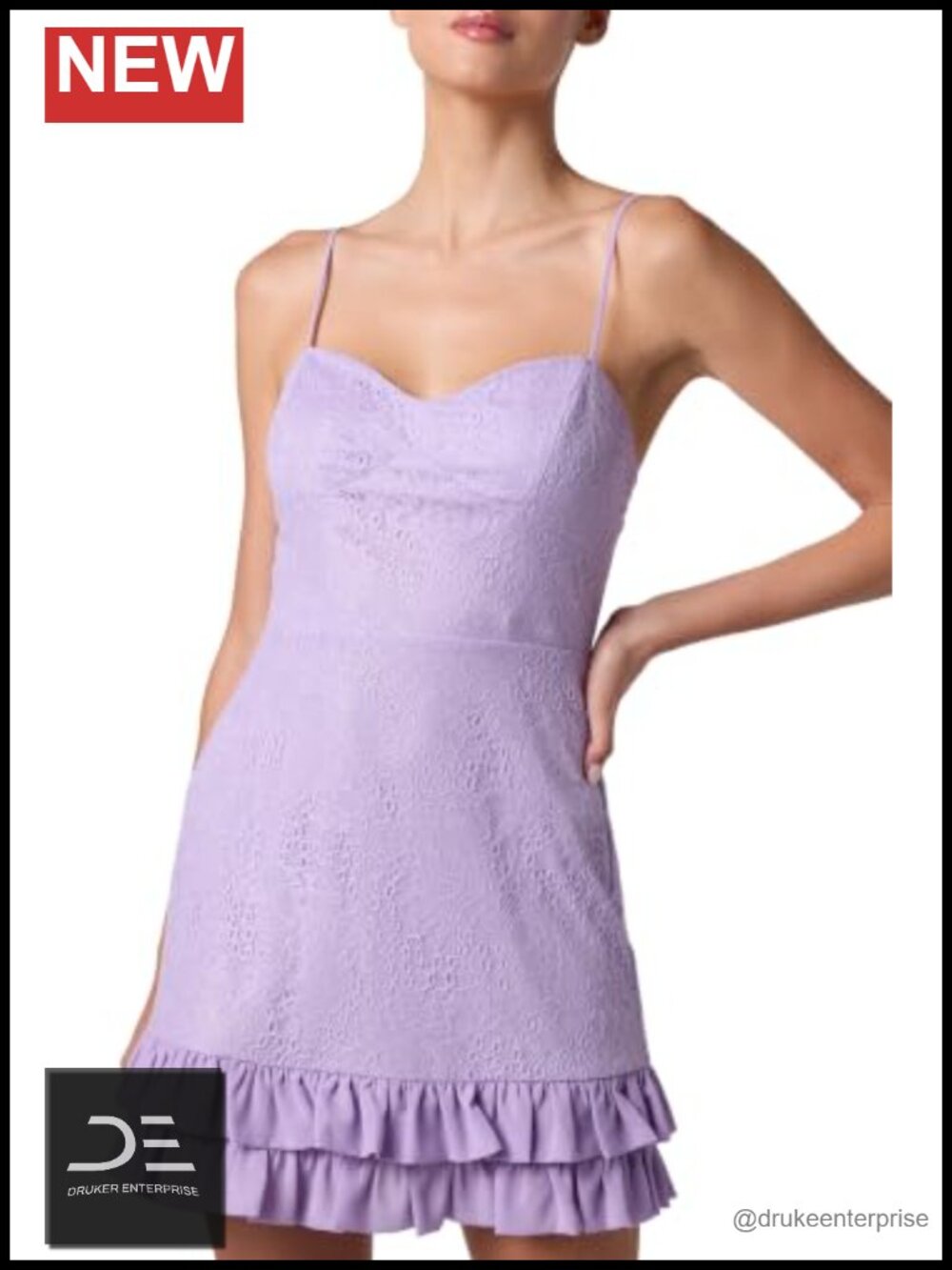 Ruffle Lace A-Line Mini Dress